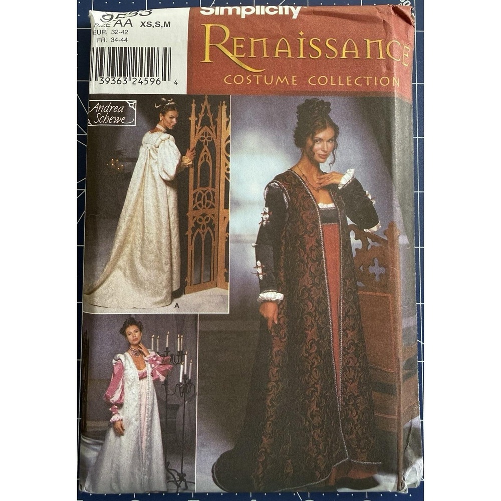 Simplicity Andrea Schewe Designed Pattern 9533 Renaissance Costume Sz XS-M, 6-16